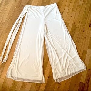 Onyx Nite Women’s Large Ivory Tulle Overlay Wide Leg Dress Pants Made In USA NWT